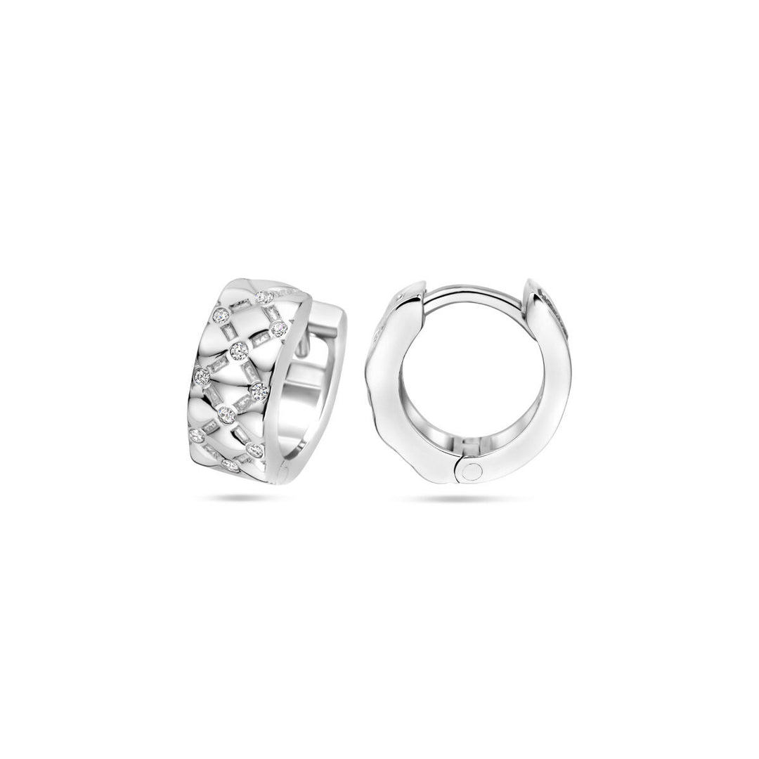 klapoorringen zirkonia 13 mm zilver gerhodineerd