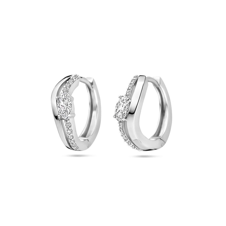 klapoorringen zirkonia 14,5 mm zilver gerhodineerd