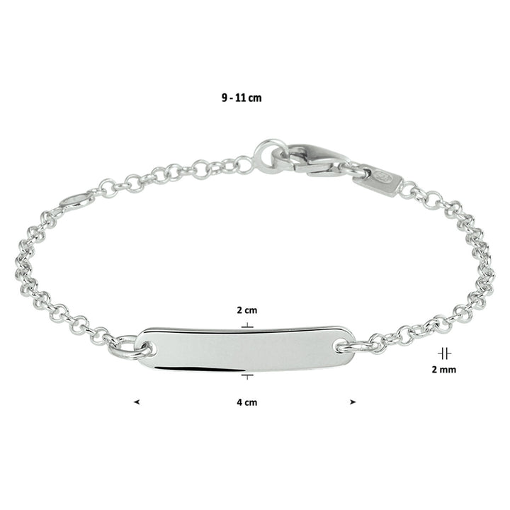 engraving bracelet jasseron plate 4.0 mm silver rhodium plated