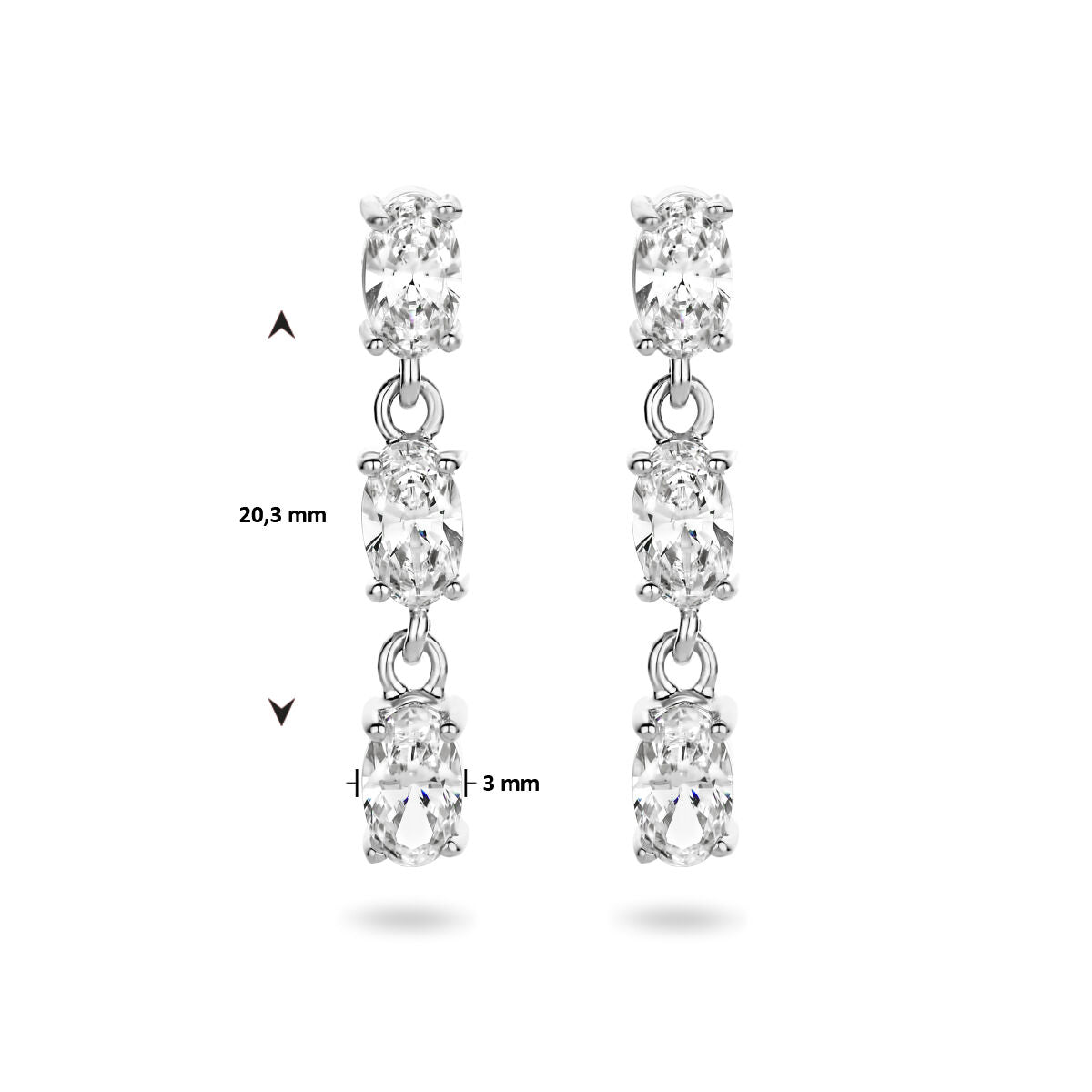 oorhangers zirkonia zilver gerhodineerd
