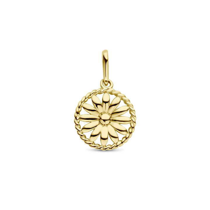 pendant with birth flower 14K yellow gold