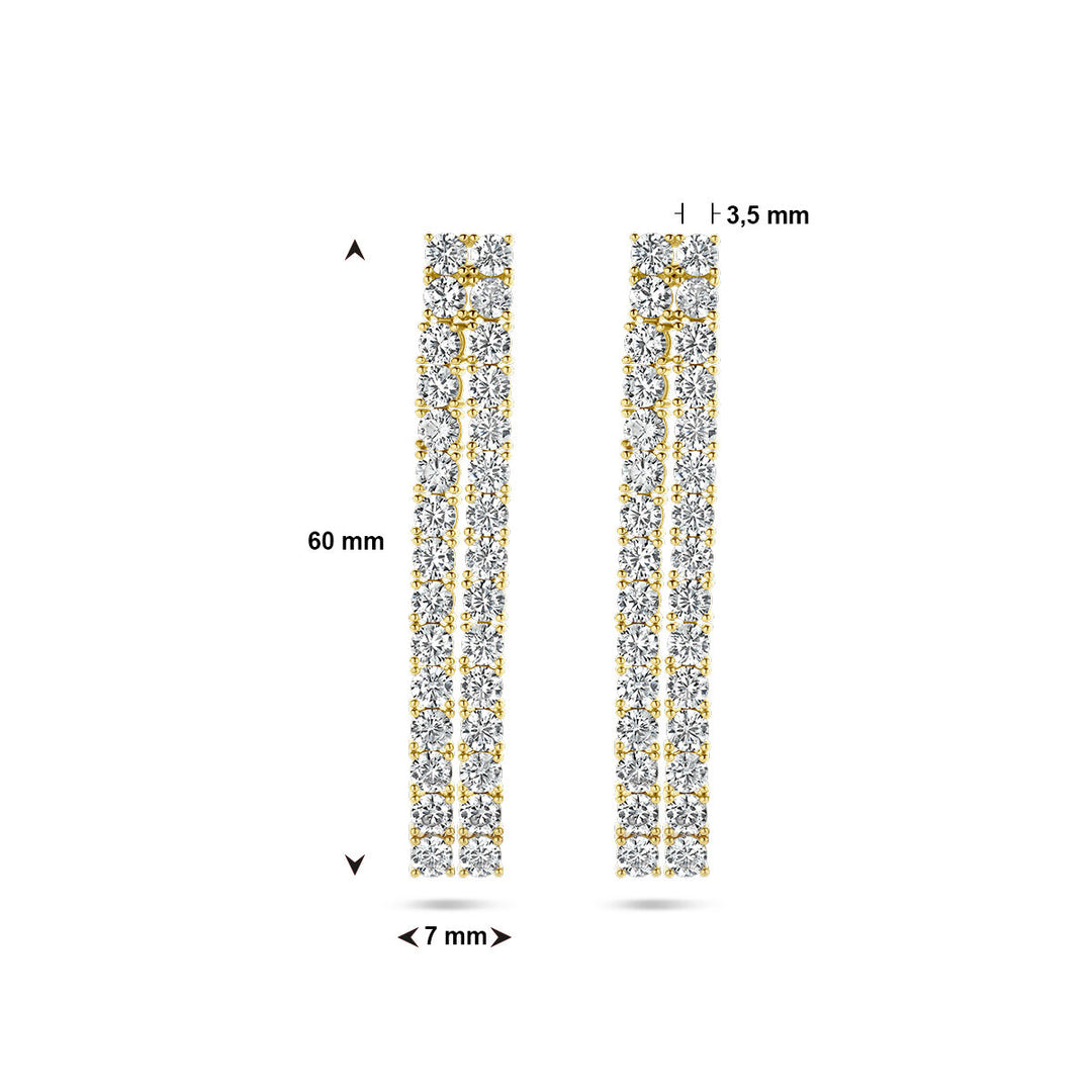 oorhangers zirkonia zilver verguld (geel)