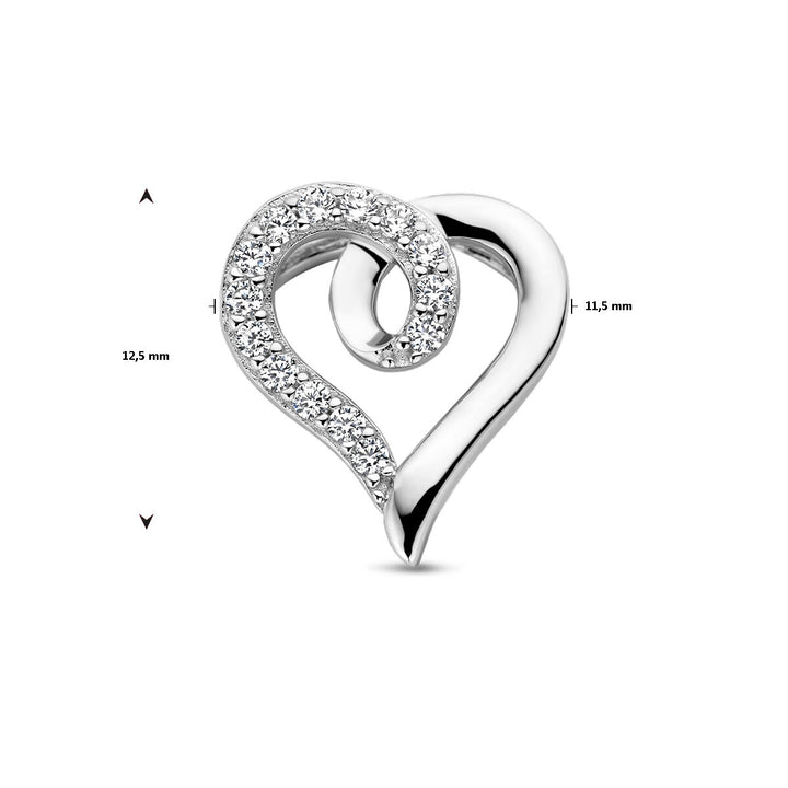 pendant heart and zirconia silver rhodium plated