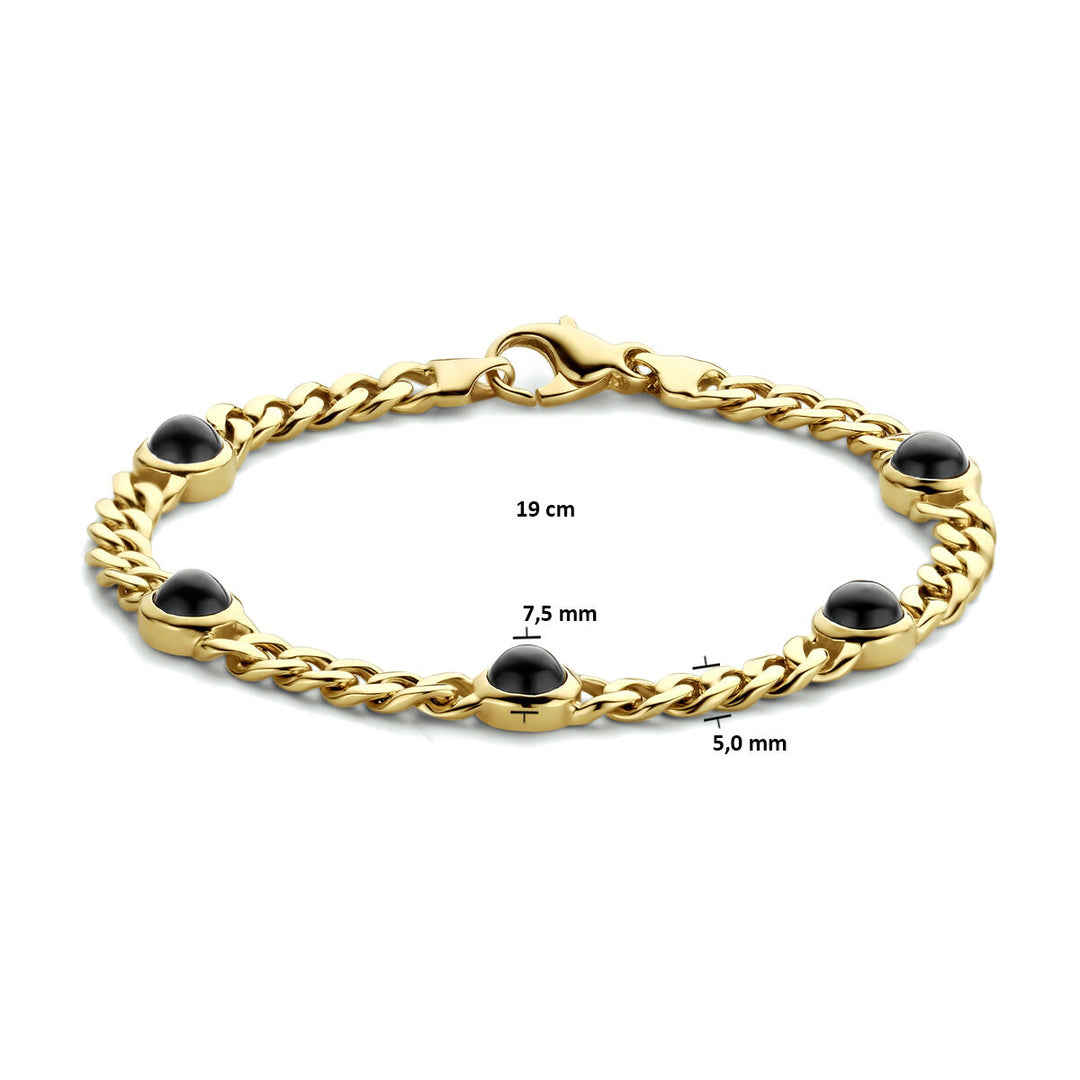 Gouden armband dames onyx 14K