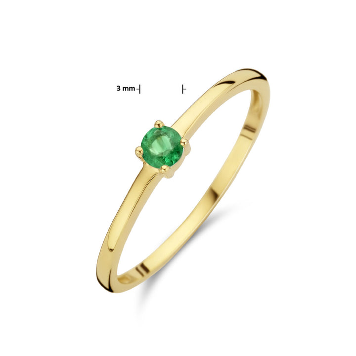 ring with birthstone emerald May 14K yellow gold