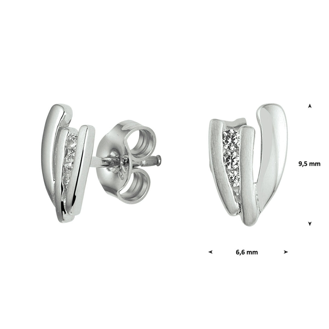 ear studs zirconia silver rhodium plated