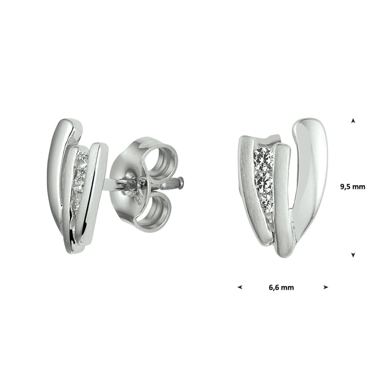 ear studs zirconia silver rhodium plated