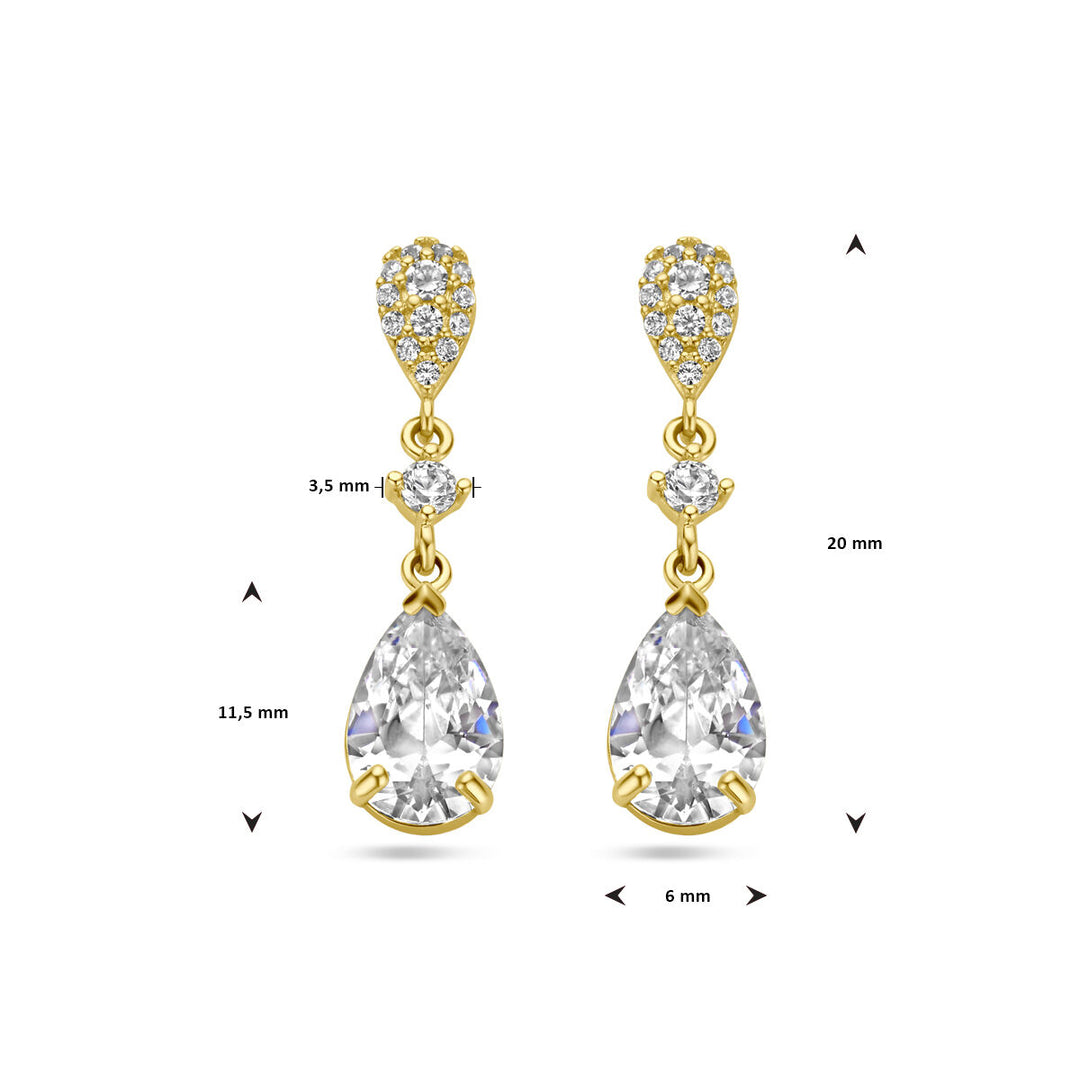 earrings zirconia 14K yellow gold