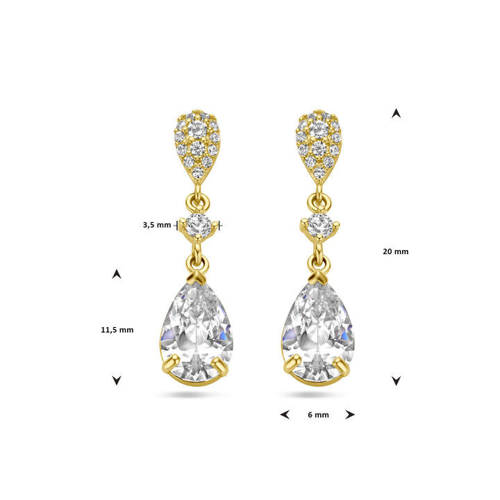 earrings zirconia 14K yellow gold