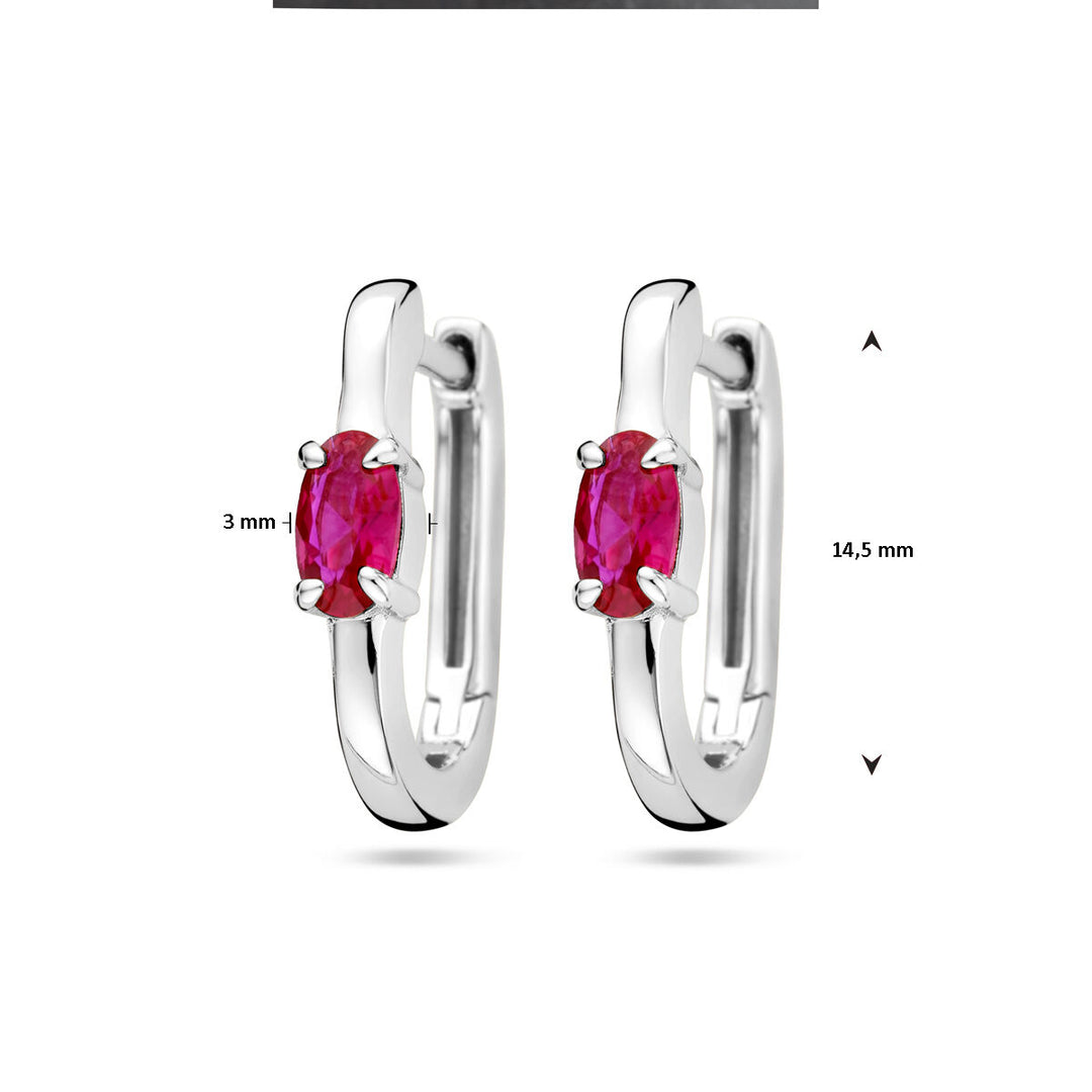 drop earrings red zirconia silver rhodium plated