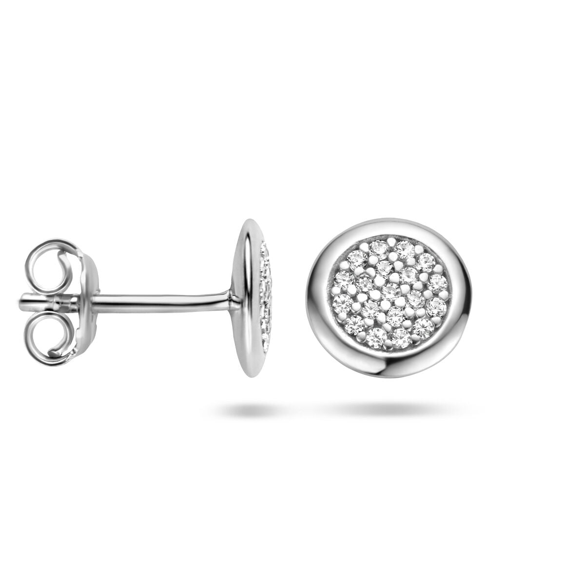 ear studs zirconia silver rhodium plated
