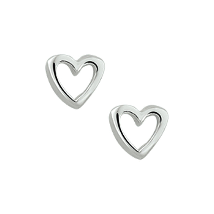 ear studs heart silver white 