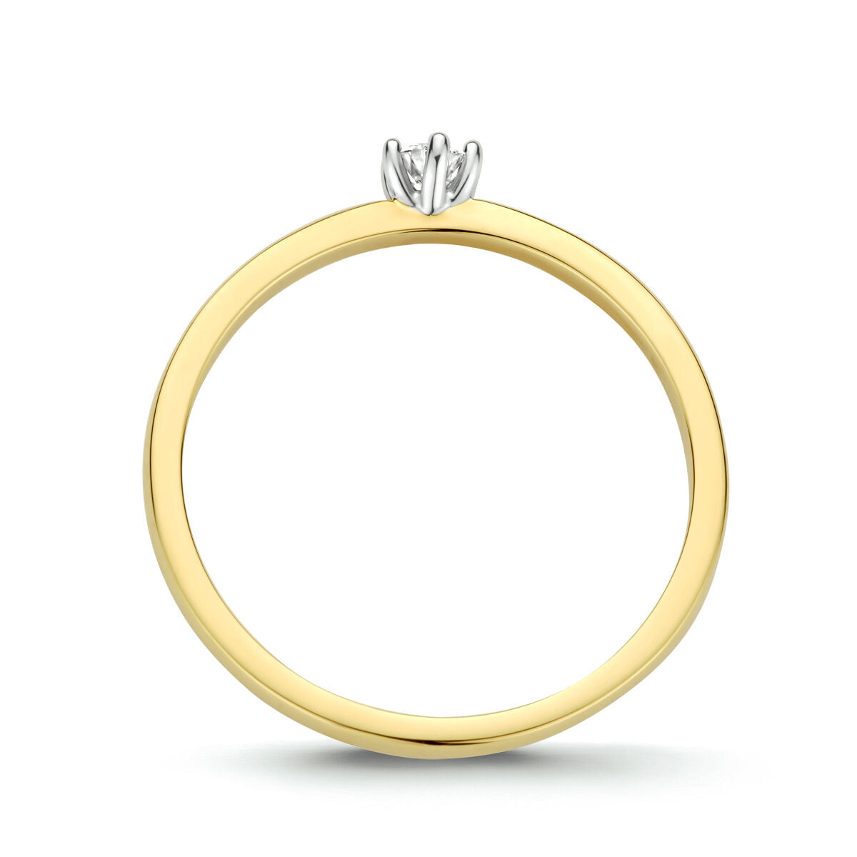 ring diamant 0.10ct h si 14K bicolor goud geel/wit