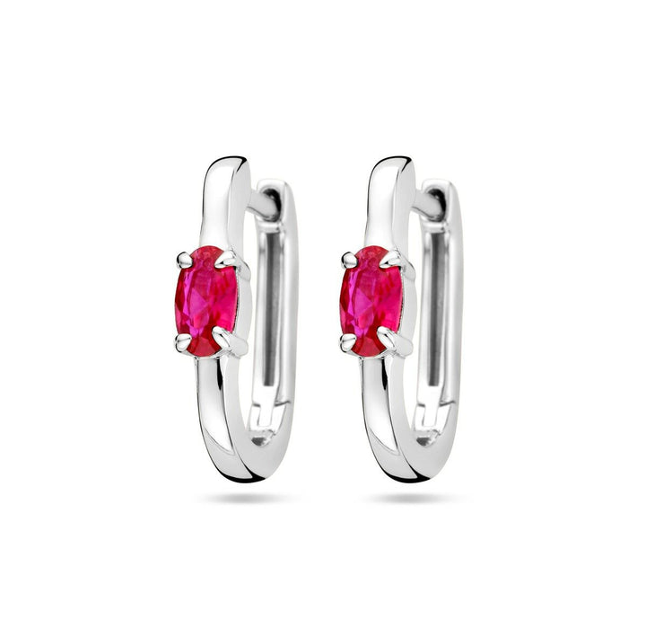 drop earrings red zirconia silver rhodium plated