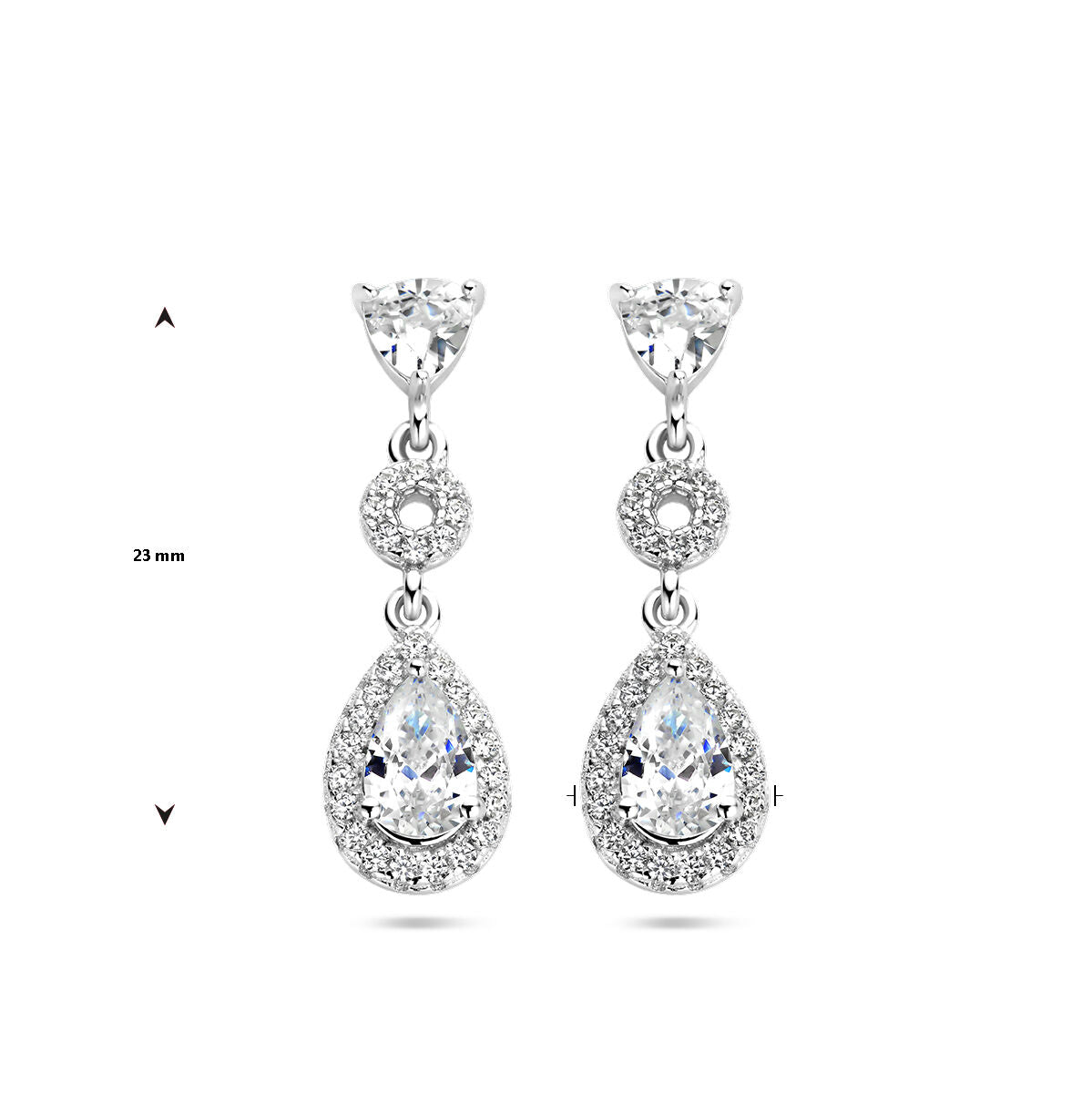 oorhangers zirkonia halo zilver gerhodineerd