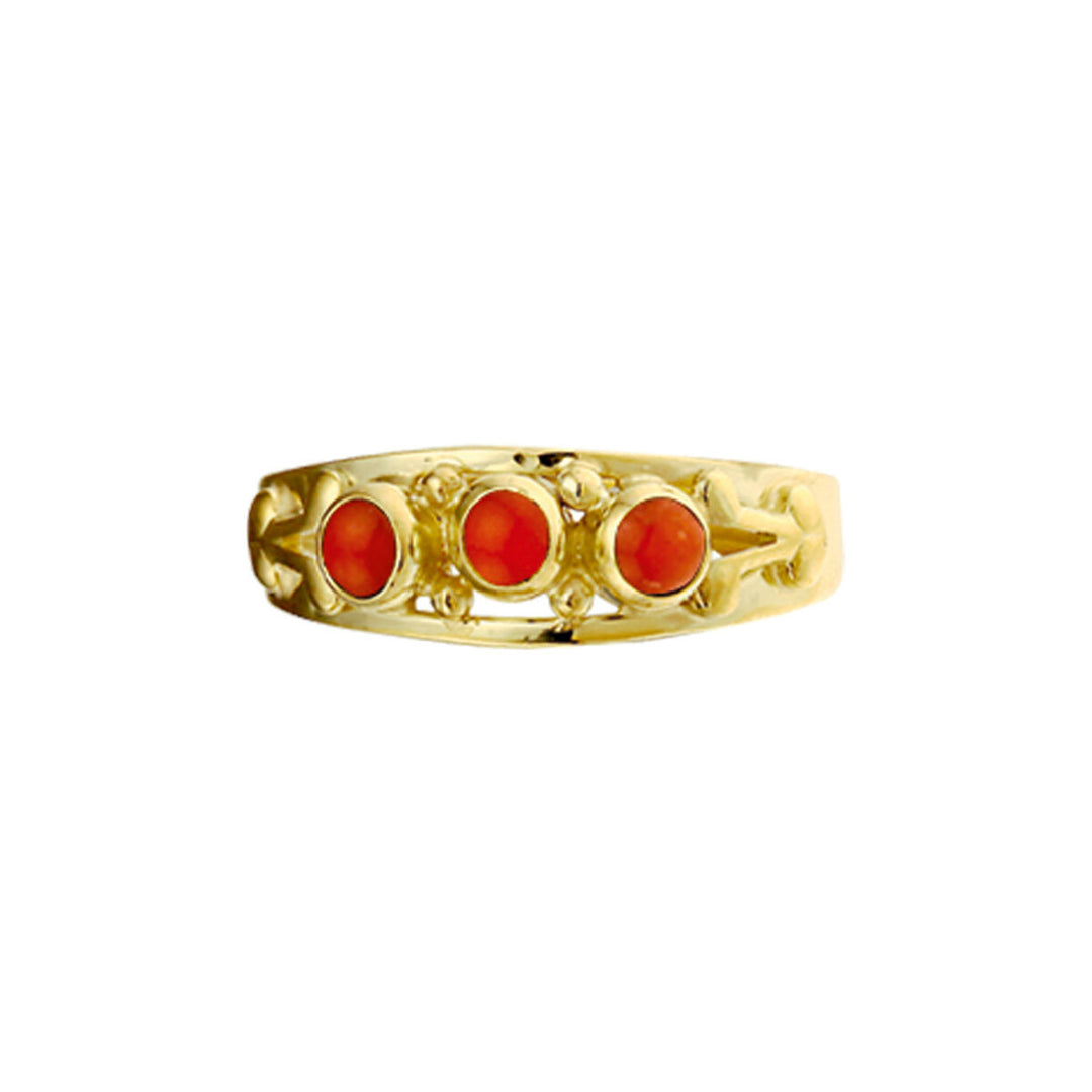 ring coral 14K yellow gold 