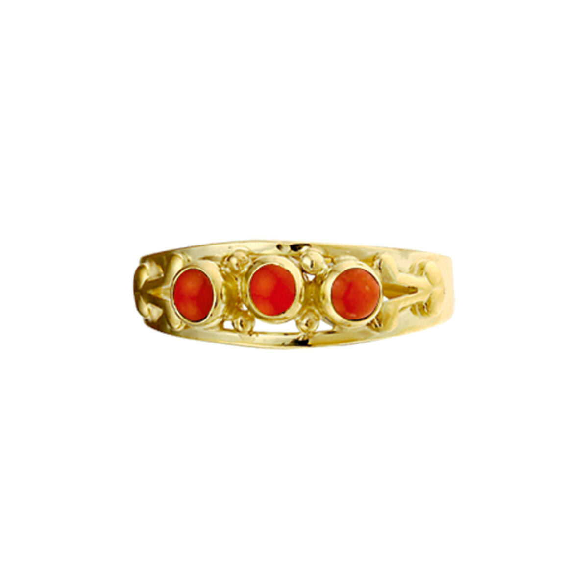 ring coral 14K yellow gold 