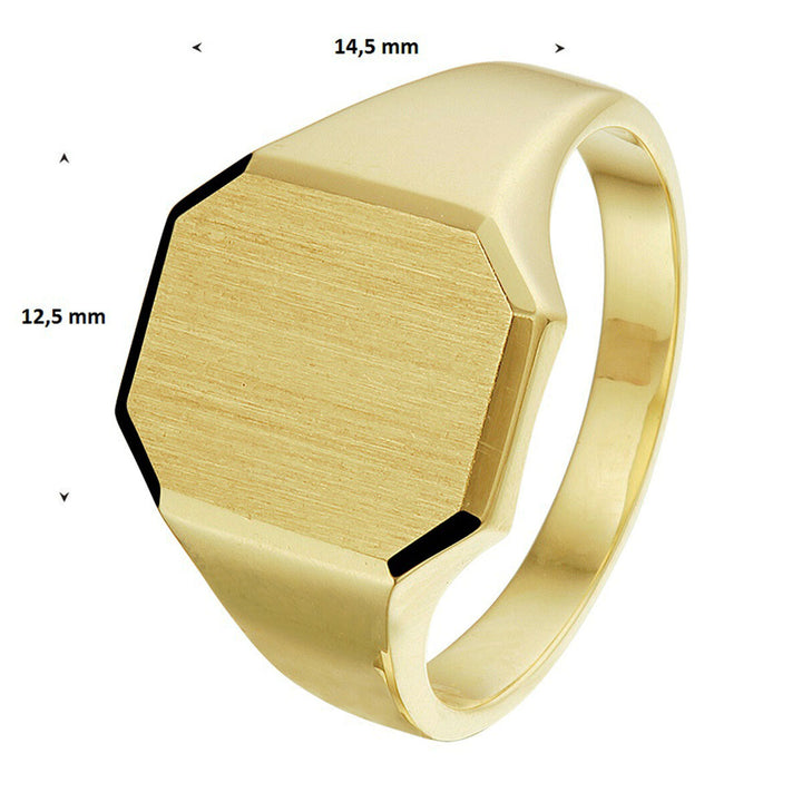 Gravurring massiv matt diamantiert 14K Gelbgold