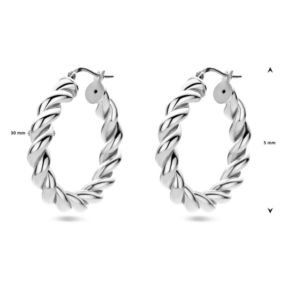 Ohrringe verdreht, Silber rhodiniert