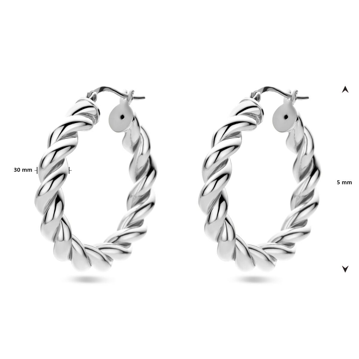 earrings twisted silver rhodium plated