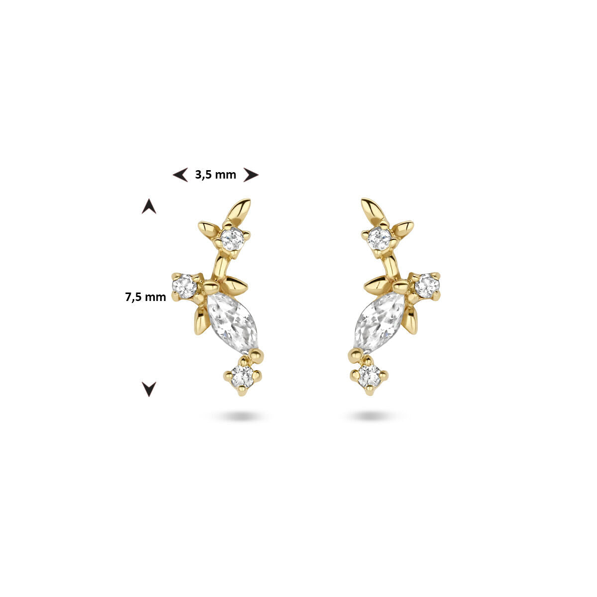 oorknoppen zirkonia 14K geelgoud