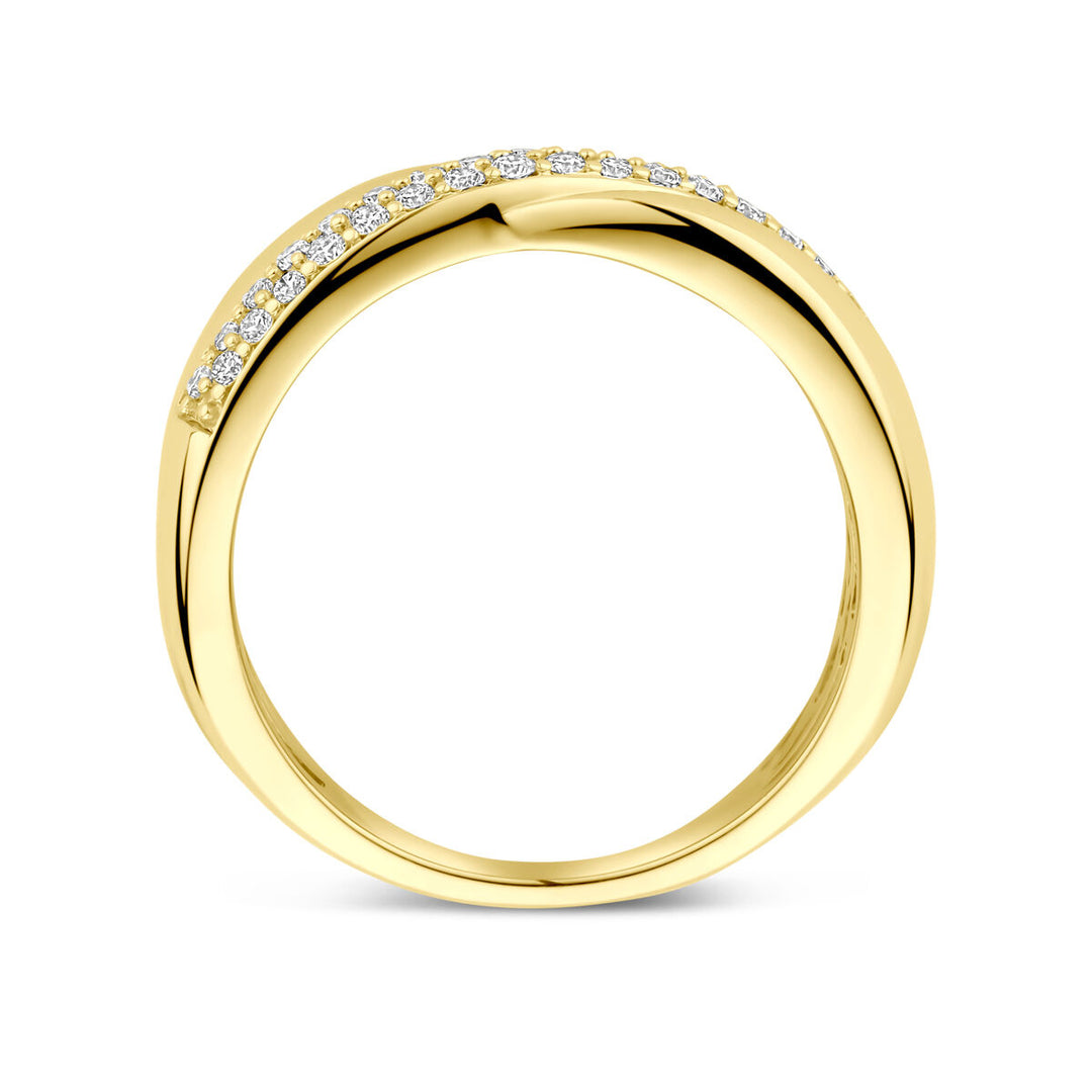 14k Geelgouden damesring met 0.30ct lab grown diamant
