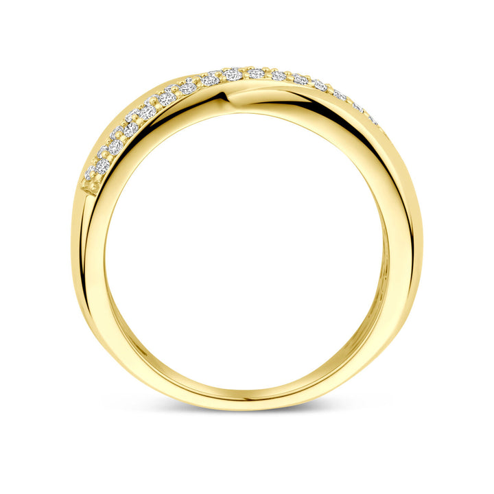 14k Geelgouden damesring met 0.30ct lab grown diamant