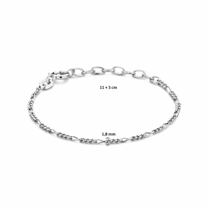 bracelet figaro 1.8 mm silver rhodium plated