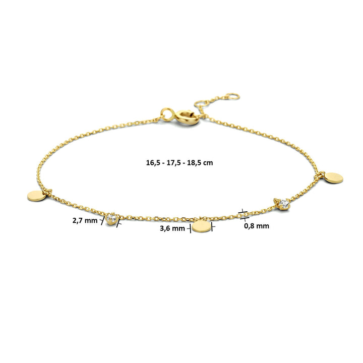 Gold bracelet ladies round zirconia 14K