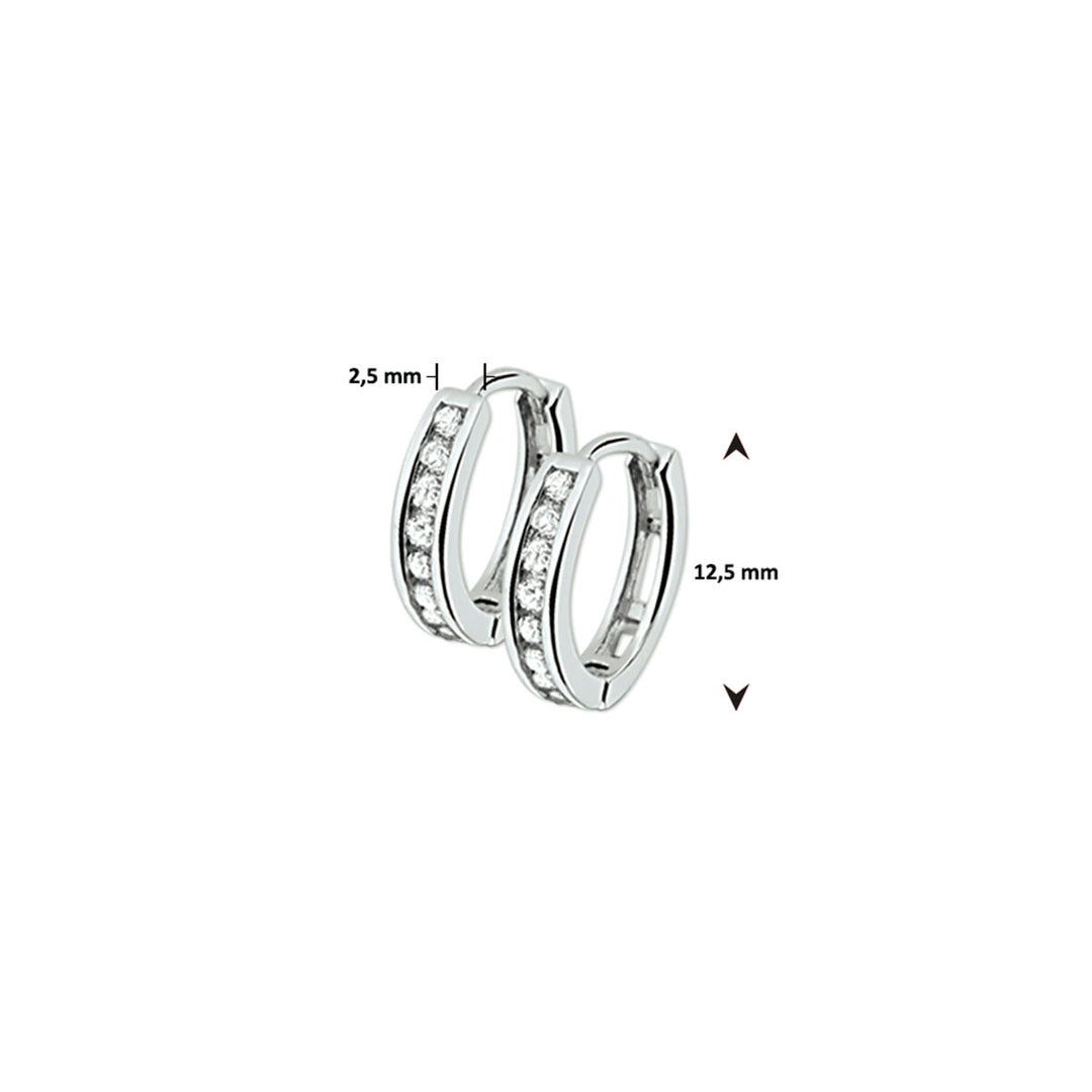 klapoorringen 2,5mm zirkonia zilver gerhodineerd