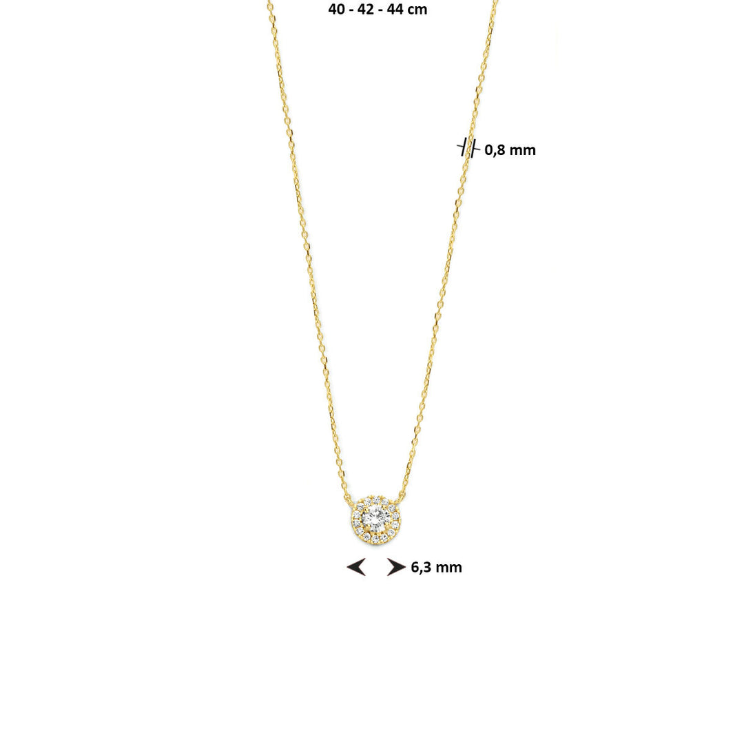 collier zirkonia 40 - 42 - 44 cm halo 14K geelgoud