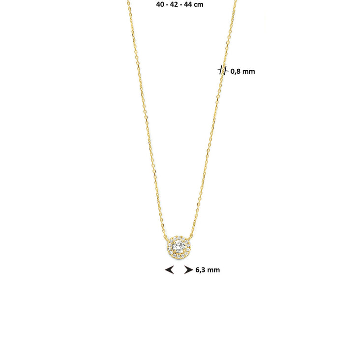 collier zirkonia 40 - 42 - 44 cm halo 14K geelgoud