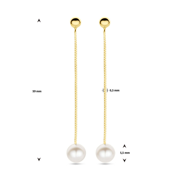 oorhangers parel 39 mm 14K geelgoud