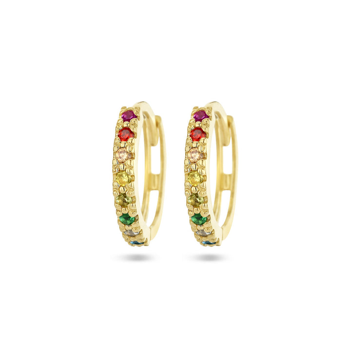 drop earrings rainbow zirconia 14K yellow gold