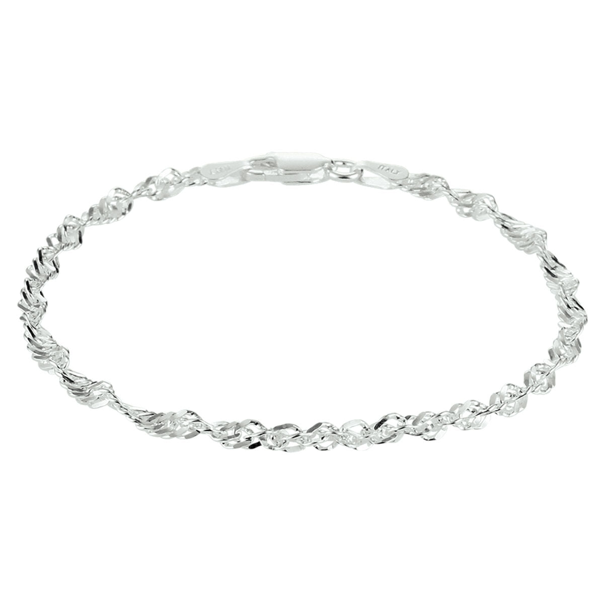 Zilveren armband van 2,75 mm met een afwisselend patroon van geslepen en gladde schakels.