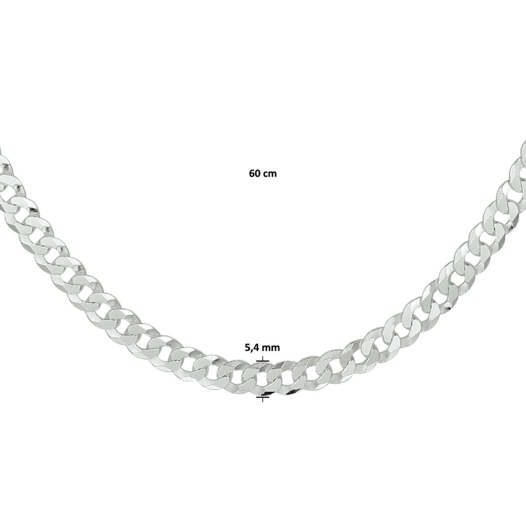 gourmette 8-zijdes geslepen 5,4 mm zilver wit