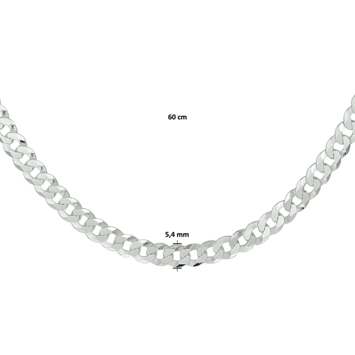 gourmette 8-sided cut 5.4 mm silver white