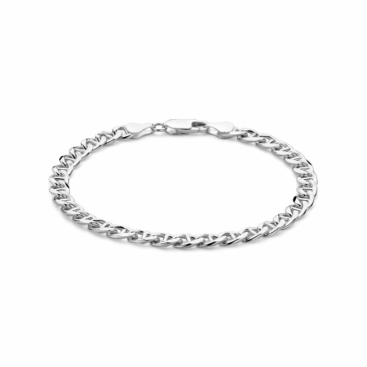 Zilveren armband met ankerketting, 5,8 mm breed en 21 cm lang.