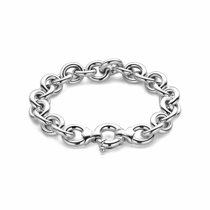 armband jasseron 12 mm 19,5 cm met groot springslot zilver wit