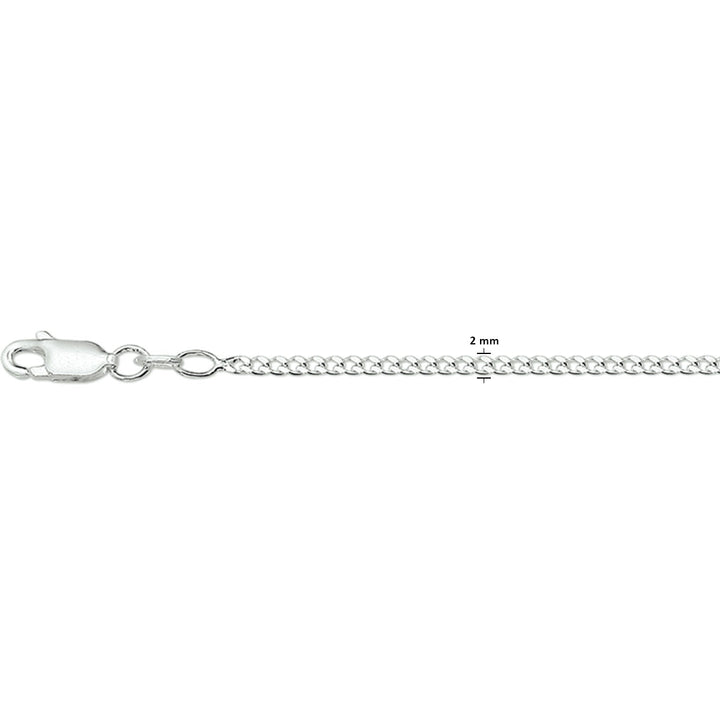 collier gourmette 4-zijdes geslepen 2,0 mm zilver wit