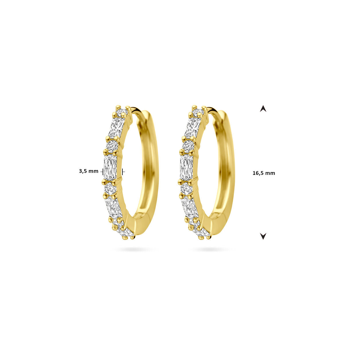 klapoorringen zirkonia 1 micron zilver verguld (geel)