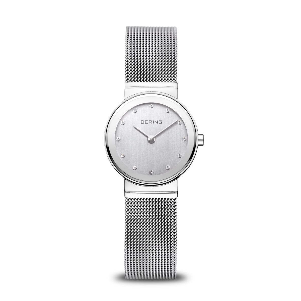 De Bering 10126-000 is een strak zilveren polshorloge met een ronde wijzerplaat, minimalistisch design en een geborstelde metalen wijzerplaat met puntvormige uurmarkeringen. Het beschikt over een meshband, Quartz uurwerk en krasbestendig Saffierglas.