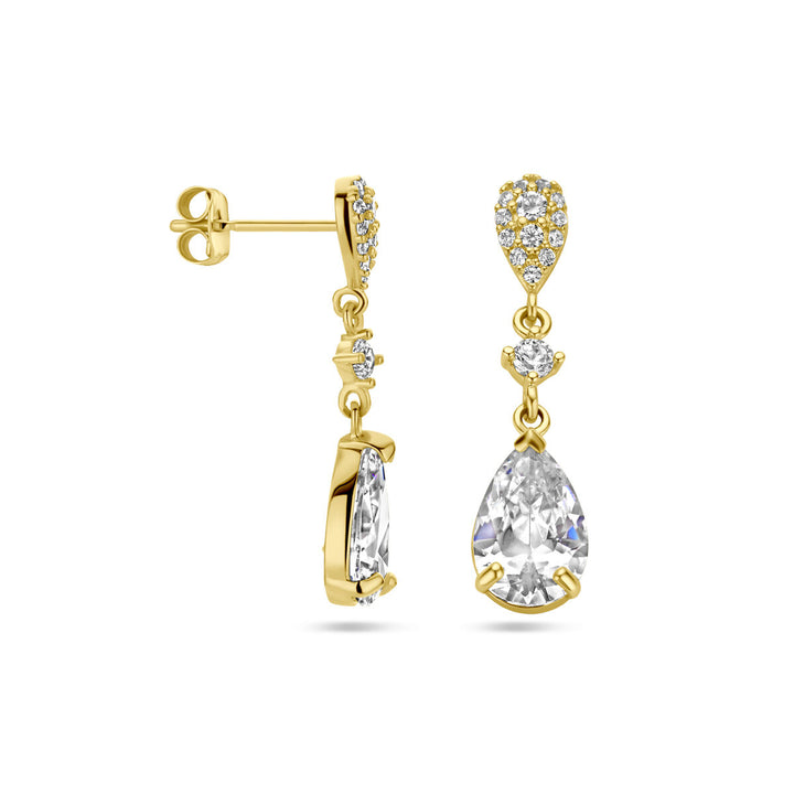 earrings zirconia 14K yellow gold