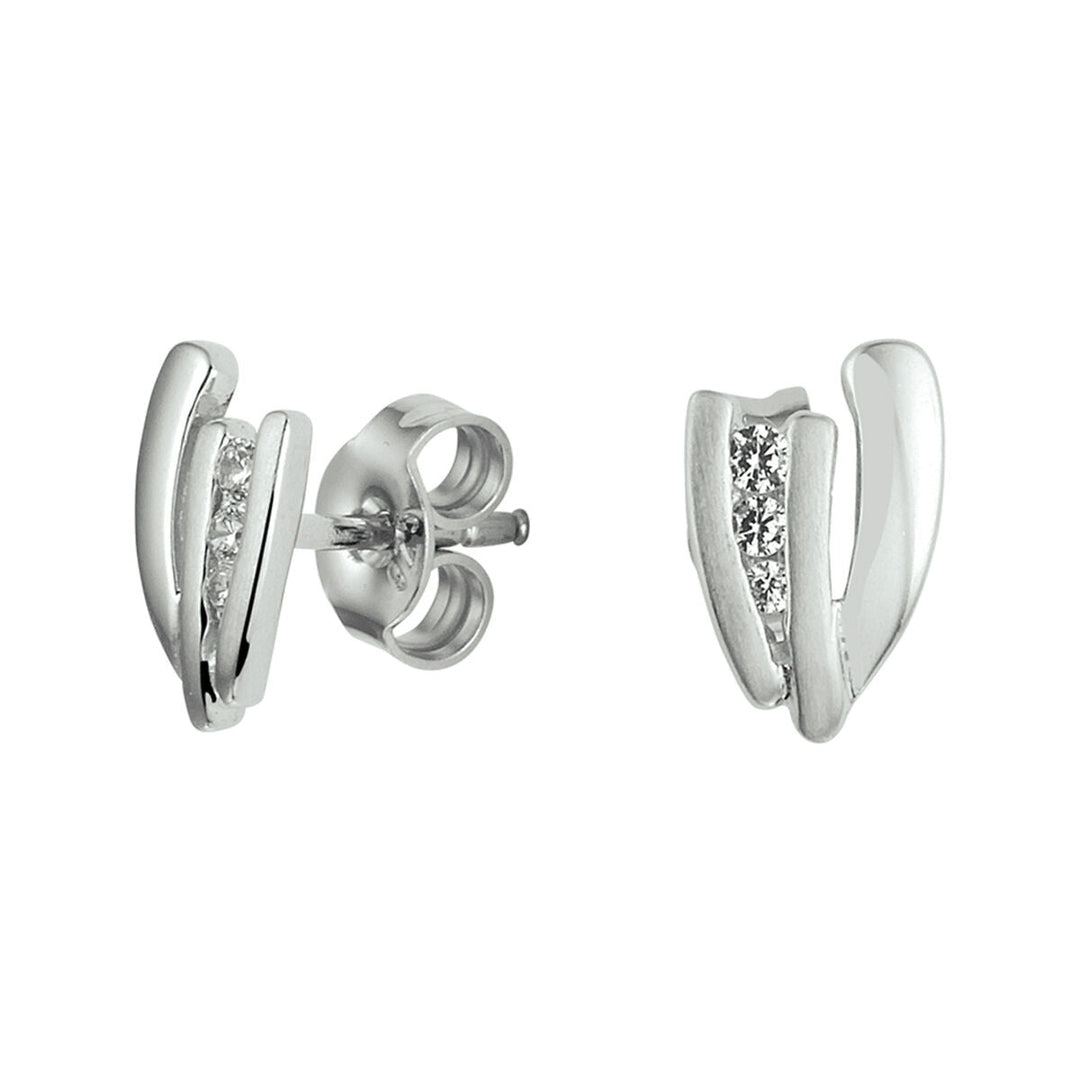 ear studs zirconia silver rhodium plated
