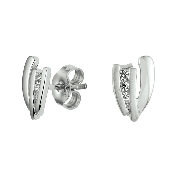ear studs zirconia silver rhodium plated