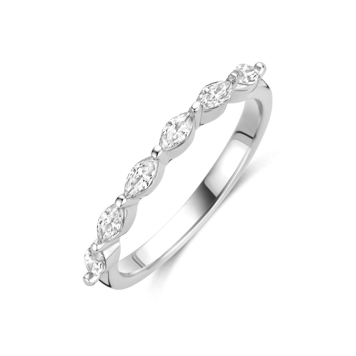 Zilveren dames ring met markies zirkonia – gerhodineerd 925 zilver