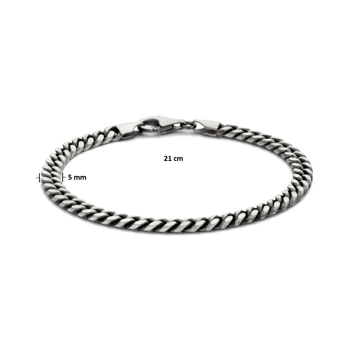 gourmette 6-sided cut oxi 5.0 mm silver oxidized