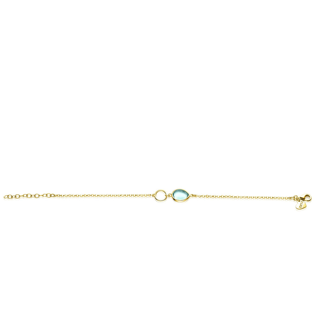Elegante Zinzi armband verguld ZIA2716G van Zinzi met een gouden ketting, een klein ovaal turquoise stenen middenstuk, verstelbare schakels en een kleine gouden bedel aan het einde.