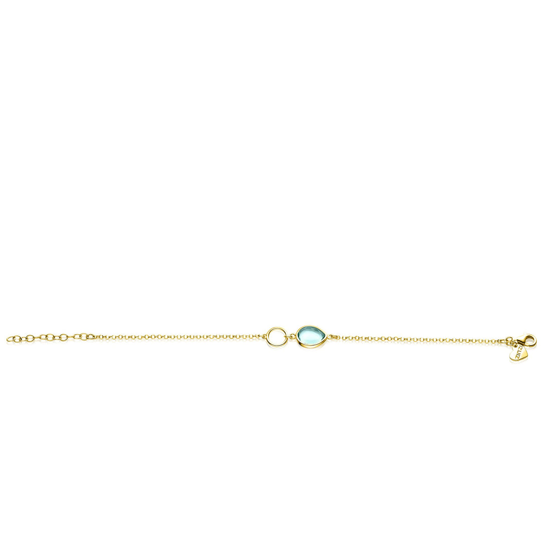 Elegante Zinzi armband verguld ZIA2716G van Zinzi met een gouden ketting, een klein ovaal turquoise stenen middenstuk, verstelbare schakels en een kleine gouden bedel aan het einde.