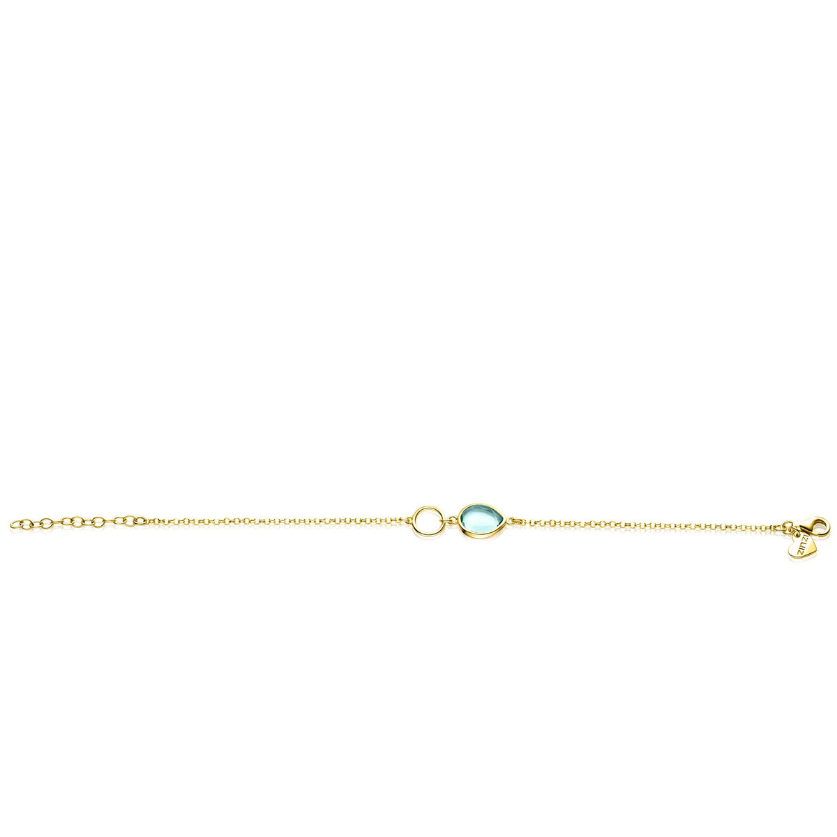 Elegante Zinzi armband verguld ZIA2716G van Zinzi met een gouden ketting, een klein ovaal turquoise stenen middenstuk, verstelbare schakels en een kleine gouden bedel aan het einde.